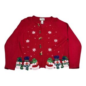 Vintage Heirloom Collectibles Christmas Cotton Blend Cardigan Sweater Women's L